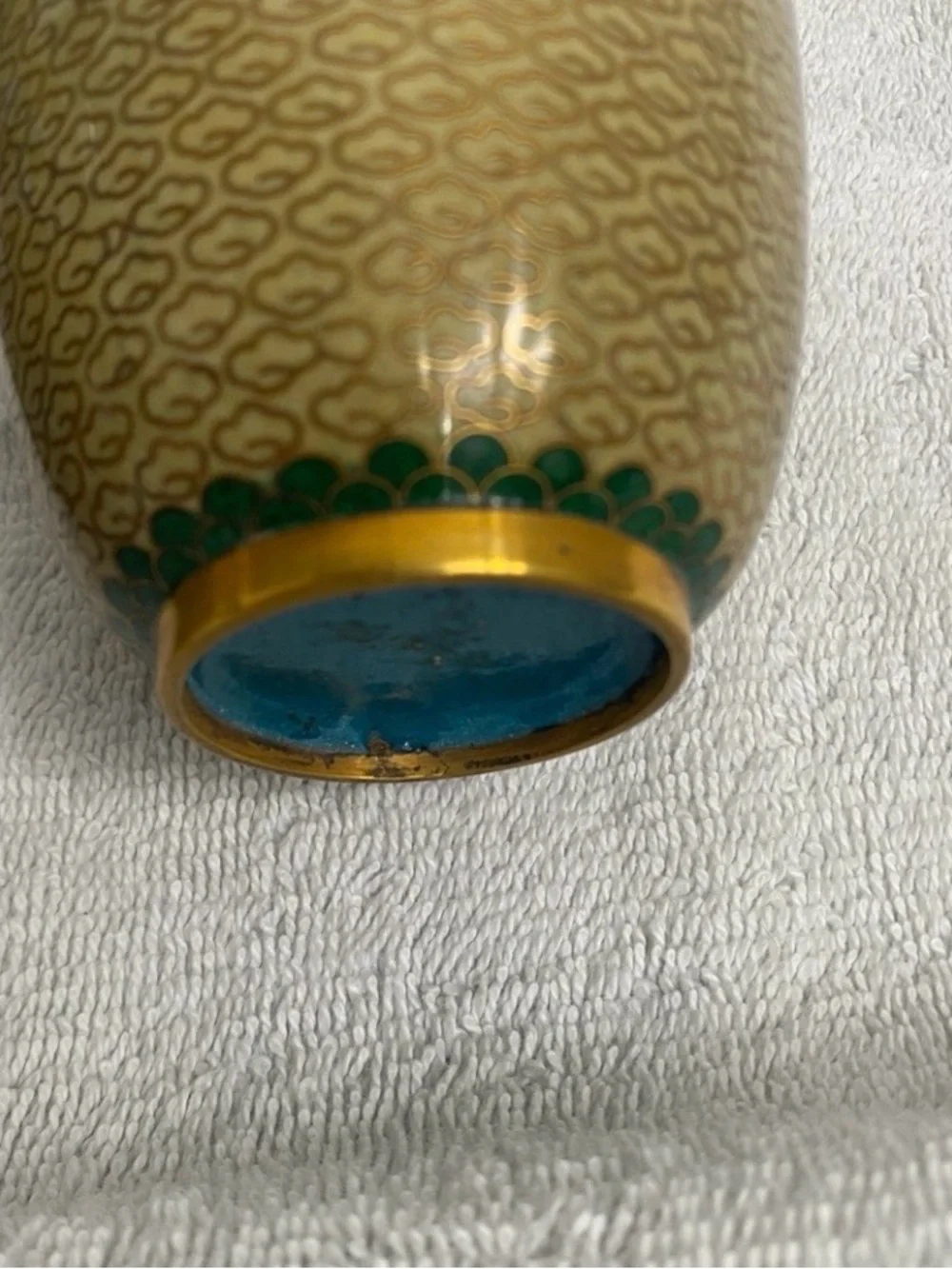 Vintage Chinese Traditional Mustard Floral Set of 2 Small Vases Contemporary - Picture 10 of 16
